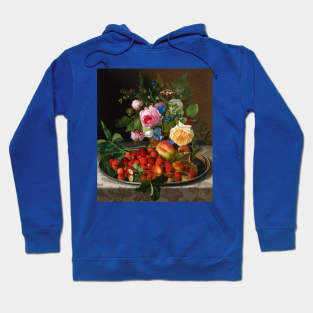 Still Life with Roses and Strawberries on a Silver Salver by Otto Didrik Ottesen Hoodie